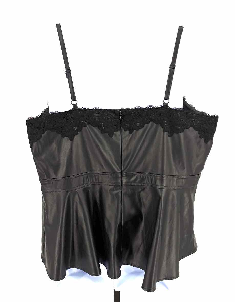 Size 3X Torrid Black Faux Leather Lace Shirt