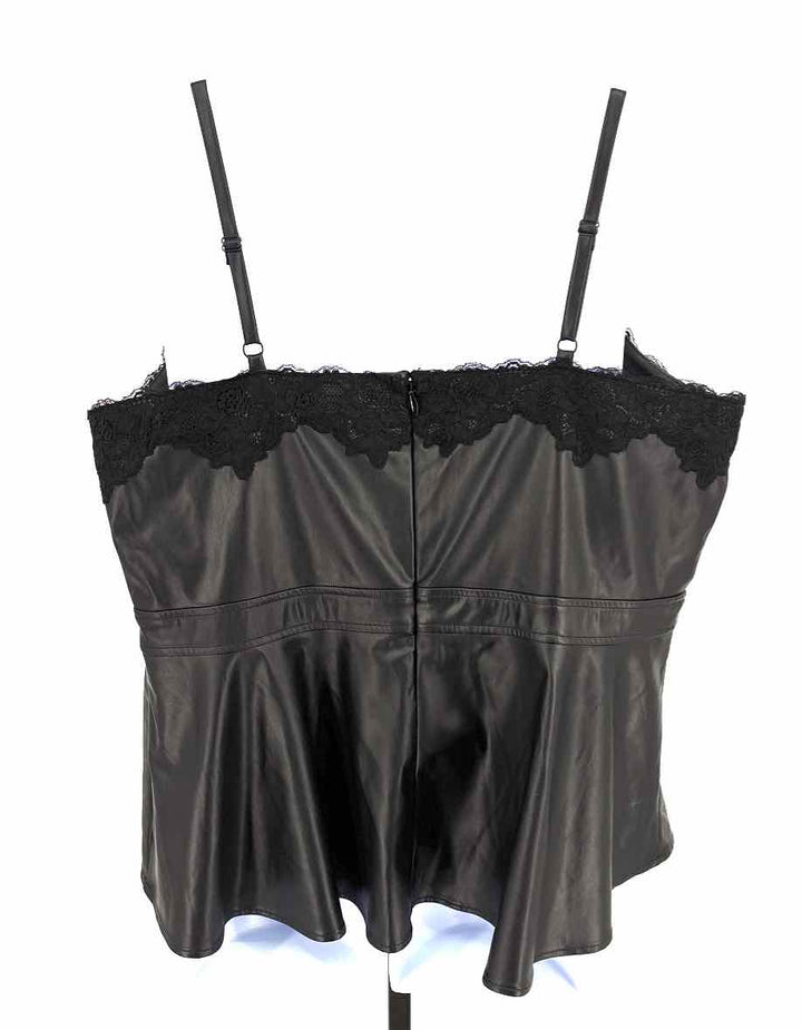 Size 3X Torrid Black Faux Leather Lace Shirt