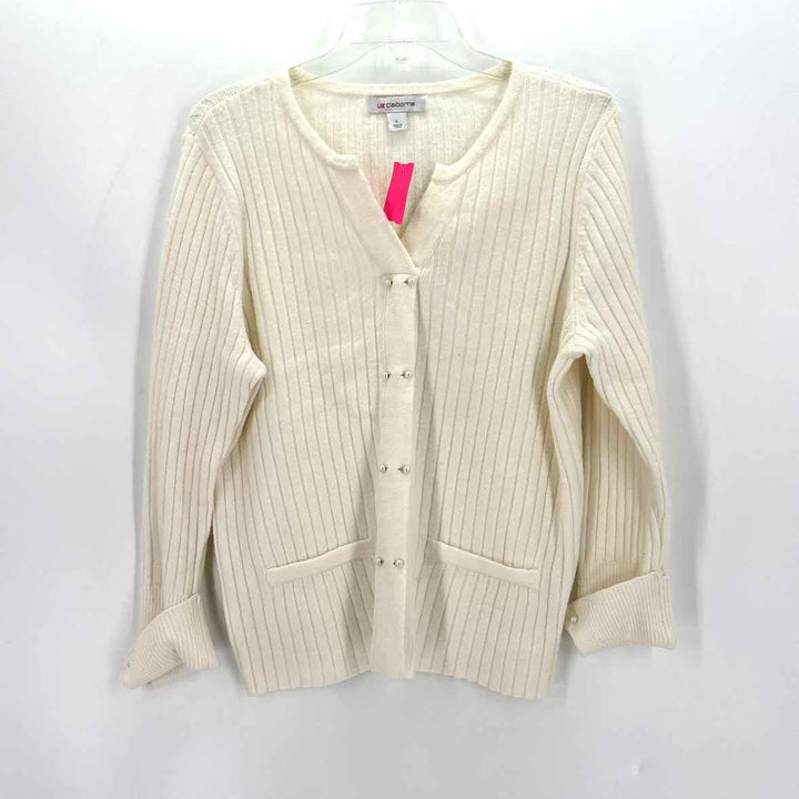Size L LIZ CLAIBORNE Cream Knit Cotton Sweater