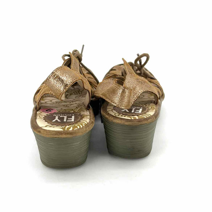Shoe Size 9 FLY LONDON Gold Leather Sandals