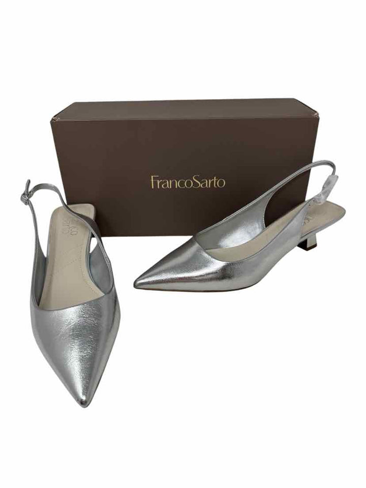 Shoe Size 9 FRANCO SARTO Silver Leather Pumps