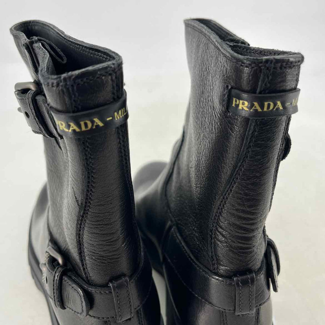 Shoe Size 38.5 PRADA Black Leather Luxury - Boots