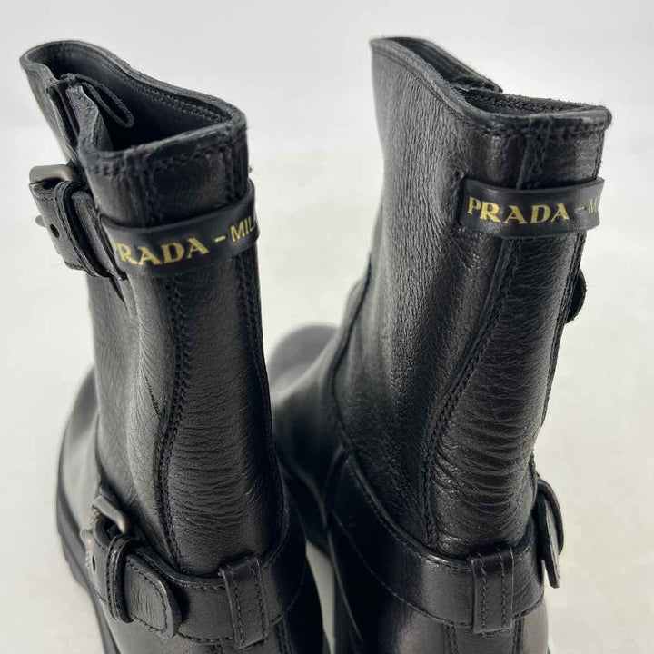 Shoe Size 38.5 PRADA Black Leather Luxury - Boots