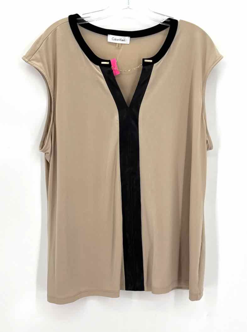 Size 1X Calvin Klein Tan Shirt