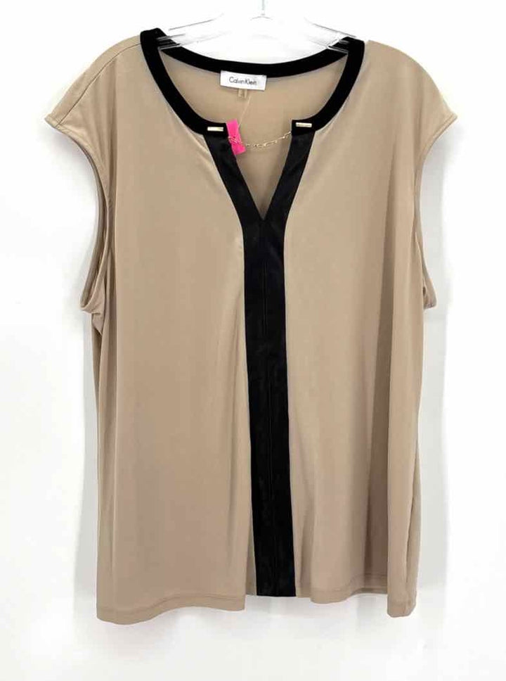 Size 1X Calvin Klein Tan Shirt