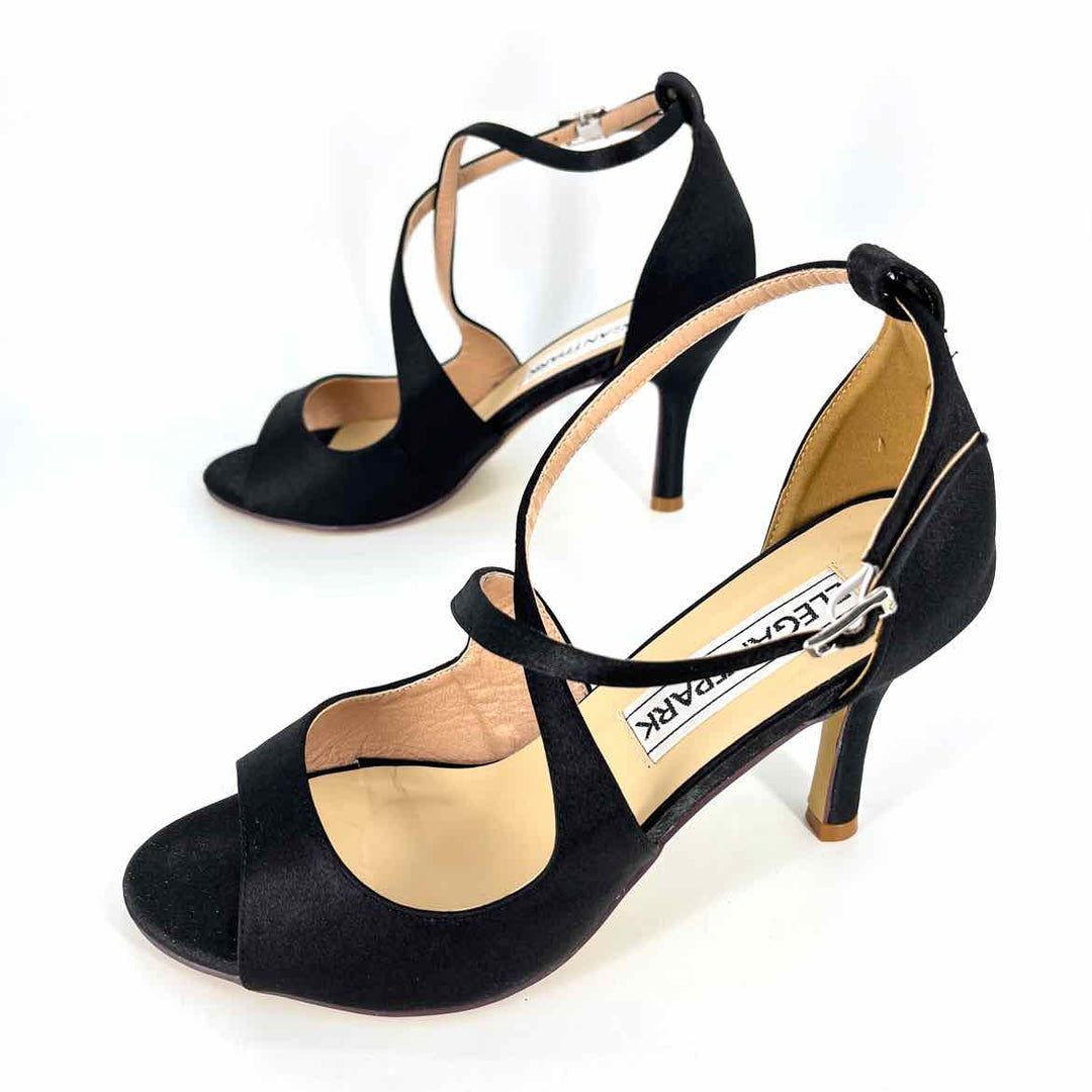 Shoe Size 9.5 Black Satin Heels