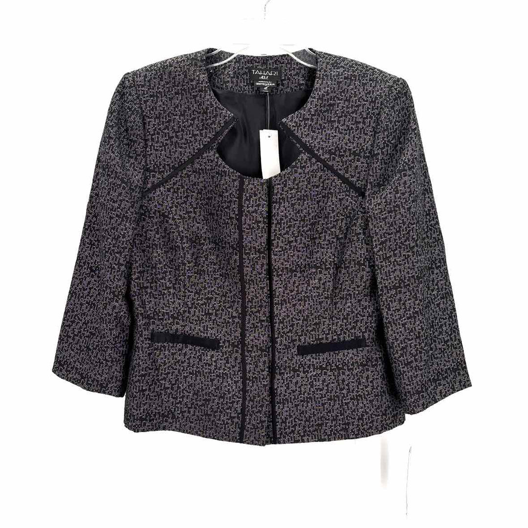 Size 10 TAHARI Black Print Jacket