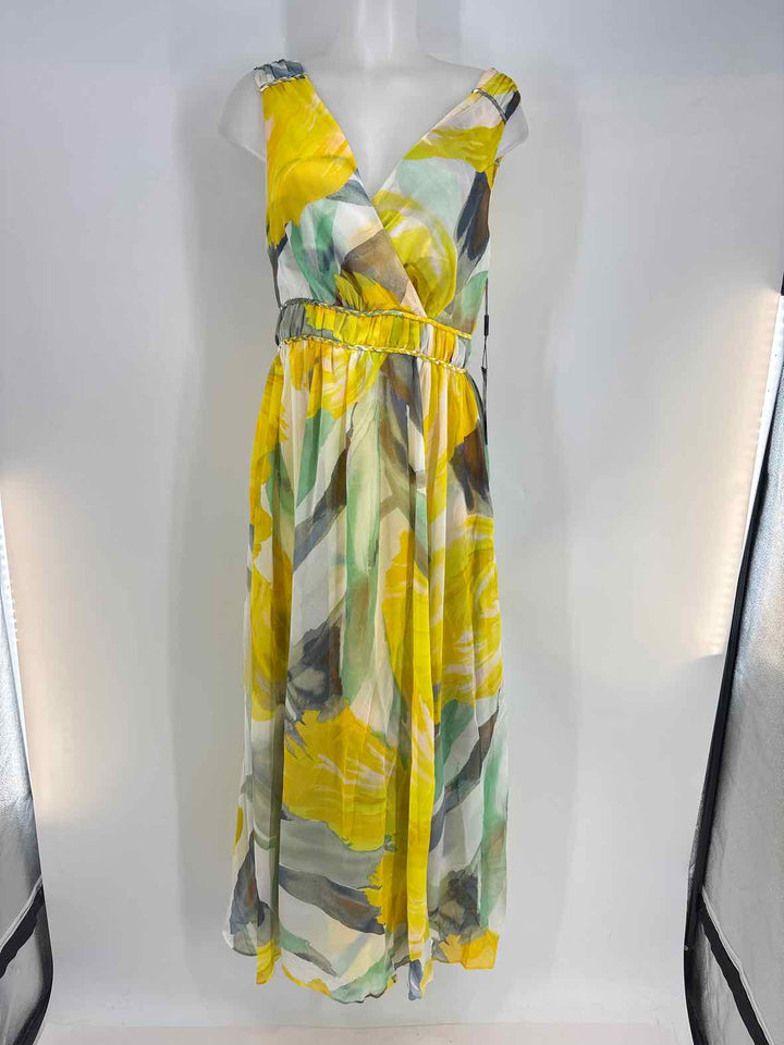 Size 10 White House Black Market Yellow Print Dress