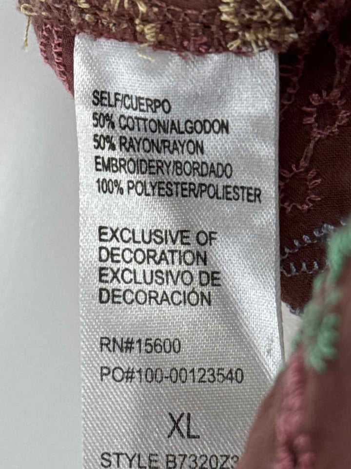 Size XL DEMOCRACY Brown Print Shirt
