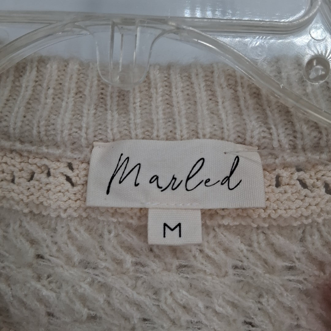 Size M MARLED Ivory Knit Cardigan