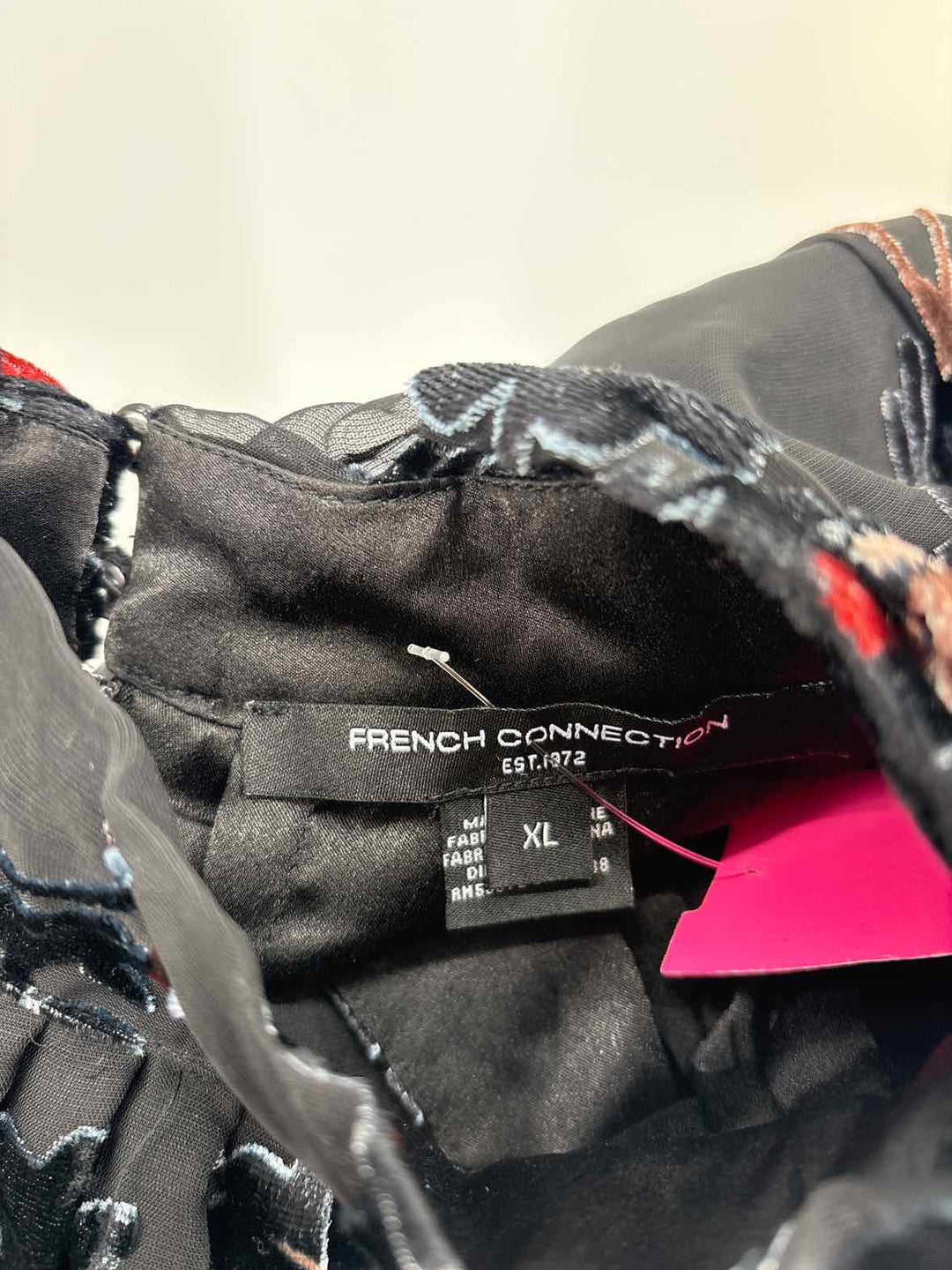 Size XL FRENCH CONNECTION Black Print Shirt