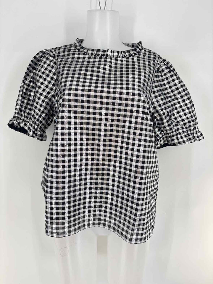Size M J Crew Black Print Shirt