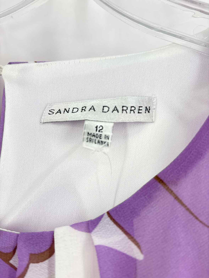 Size 12 Sandra Darren Purple Print Dress