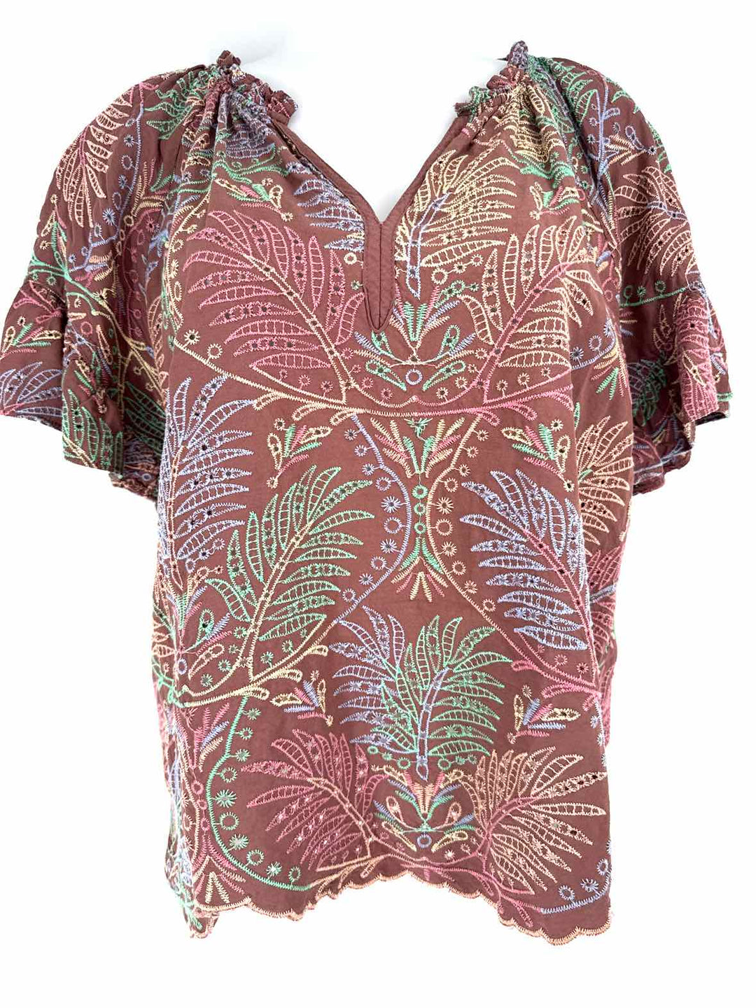 Size XL DEMOCRACY Brown Print Shirt