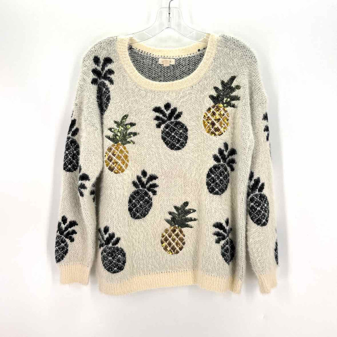Size M Cream Knit Sequined Sweater