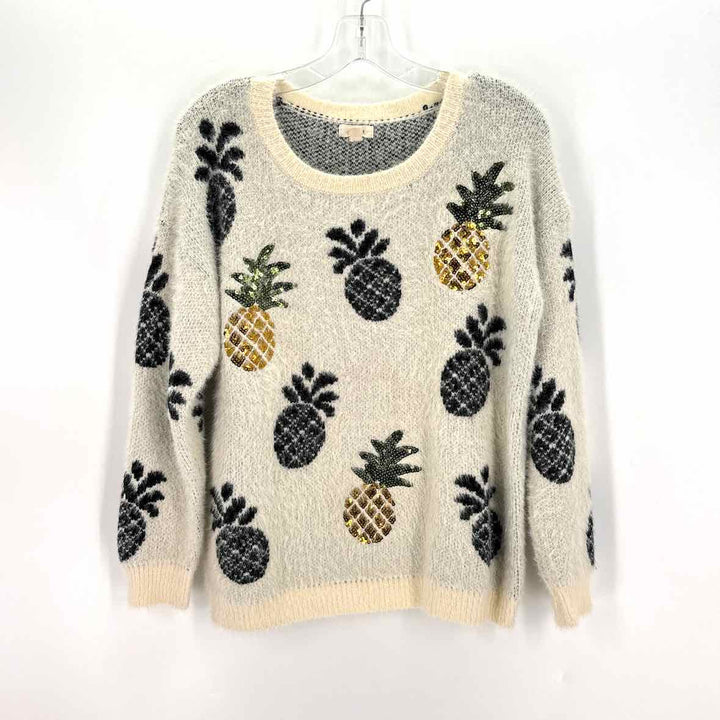 Size M Cream Knit Sequined Sweater