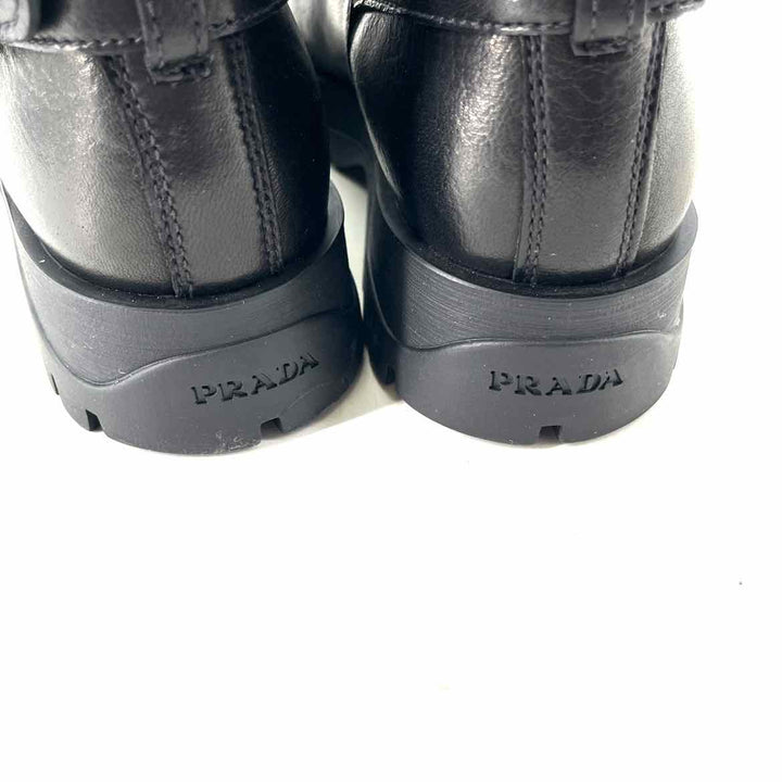 Shoe Size 38.5 PRADA Black Leather Luxury - Boots