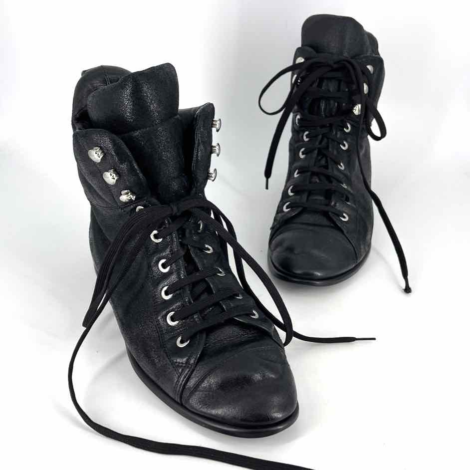 Shoe Size 41 Chanel Black Leather Luxury - Boots