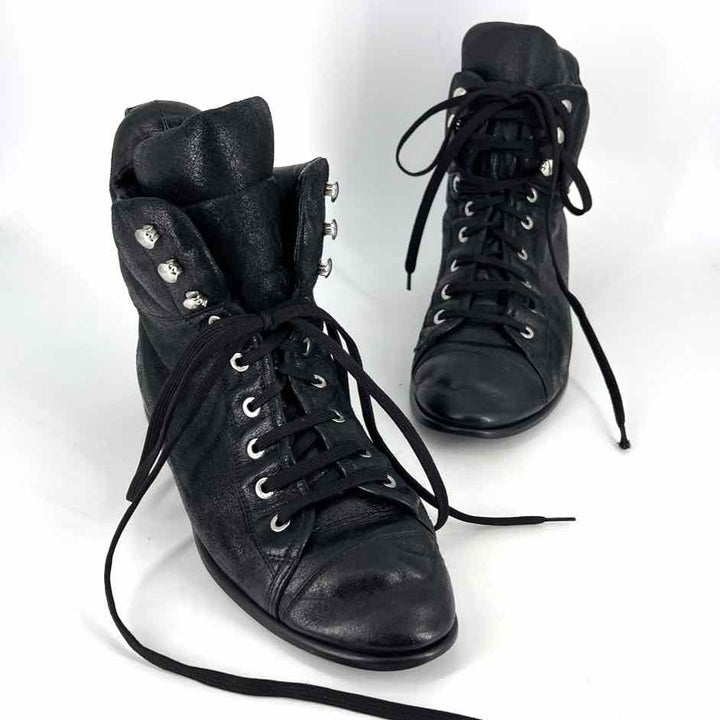Shoe Size 41 Chanel Black Leather Luxury - Boots