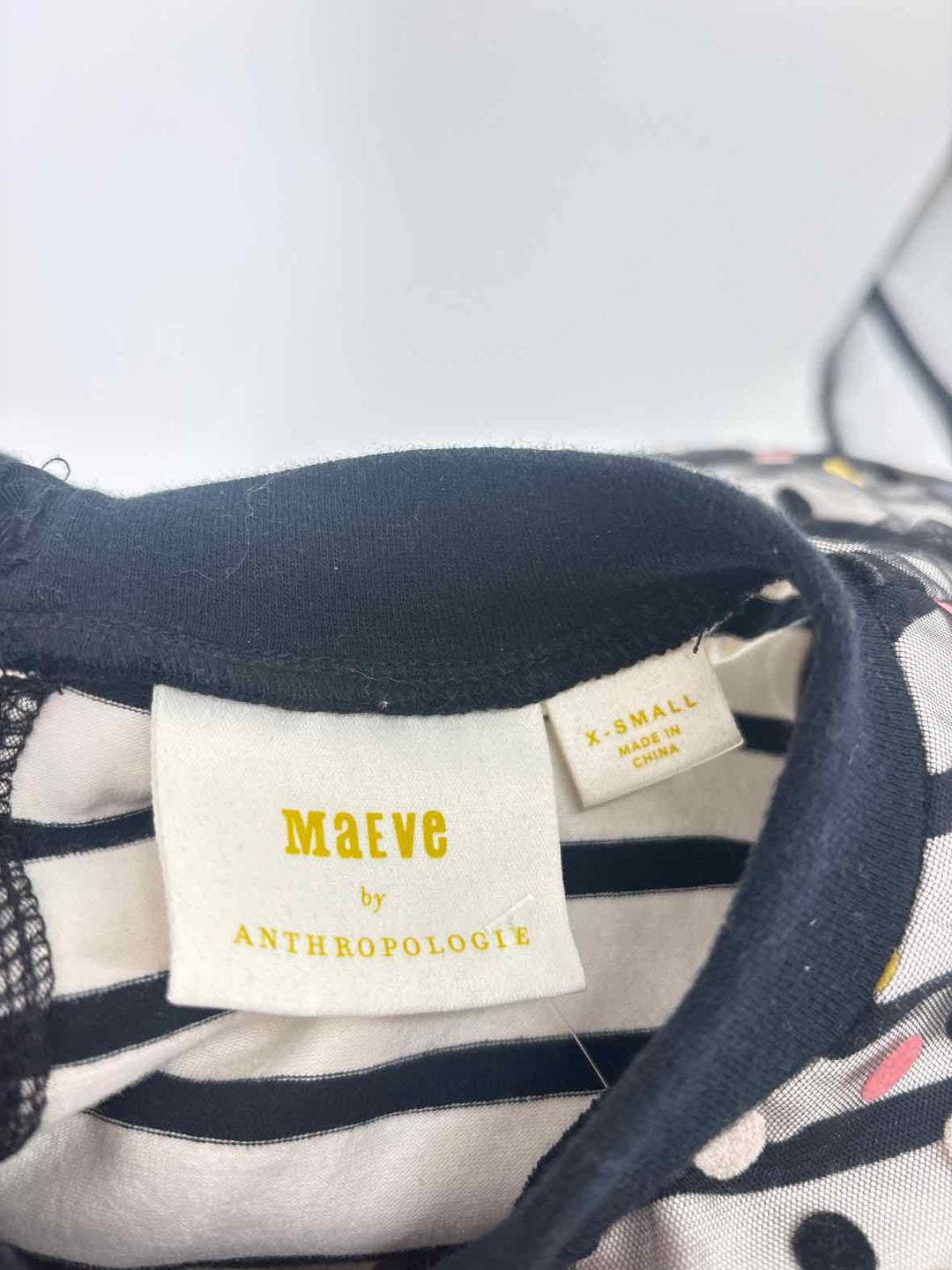 Size XS MAEVE Black Print Shirt