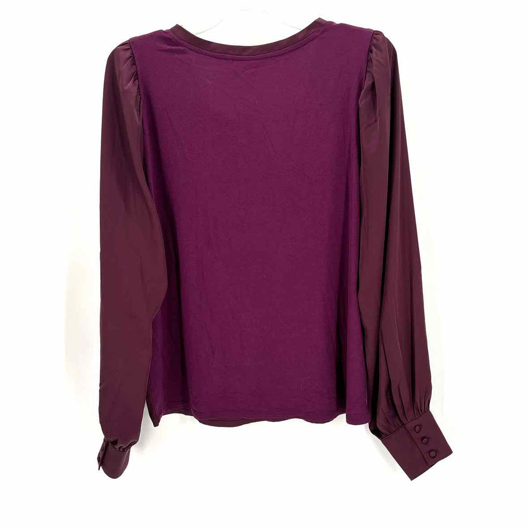 Size L White House Black Market Plum Satin Knit Sweater