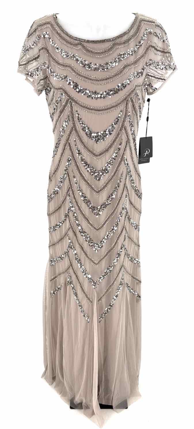 Size 10 Adrianna Papell Silver Mesh PROM