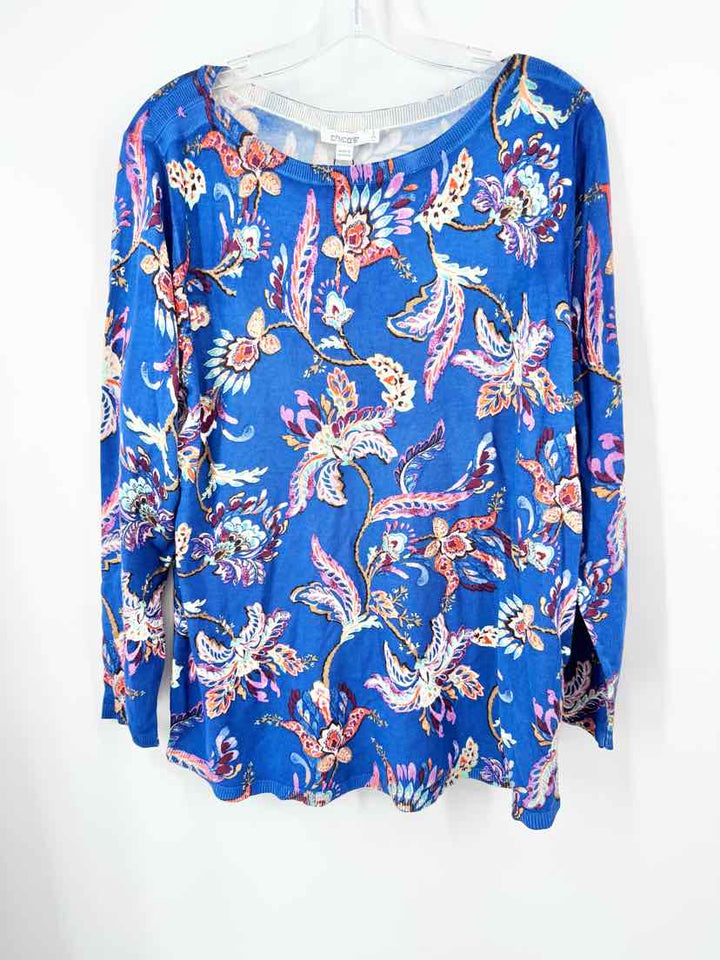 Size L Chico's Blue Print Sweater