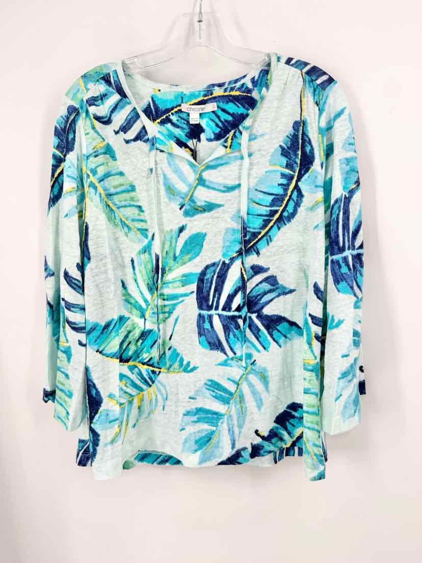 Size L Chico's Blue Print Shirt