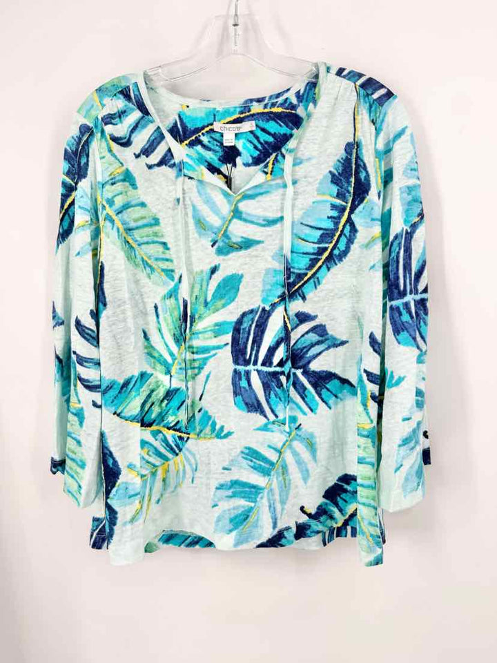 Size L Chico's Blue Print Shirt