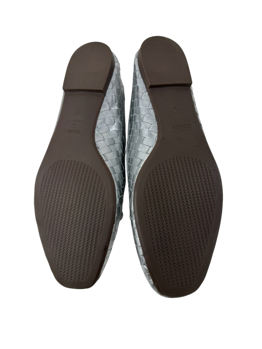 Shoe Size 10 SCHUTZ Silver Leather Flats