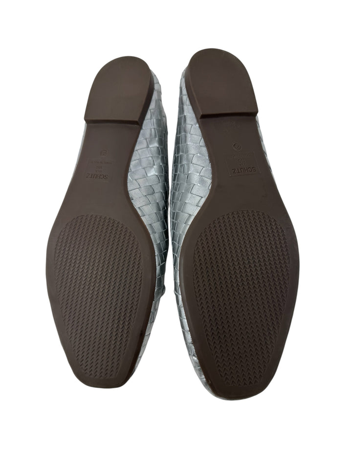 Shoe Size 10 SCHUTZ Silver Leather Flats