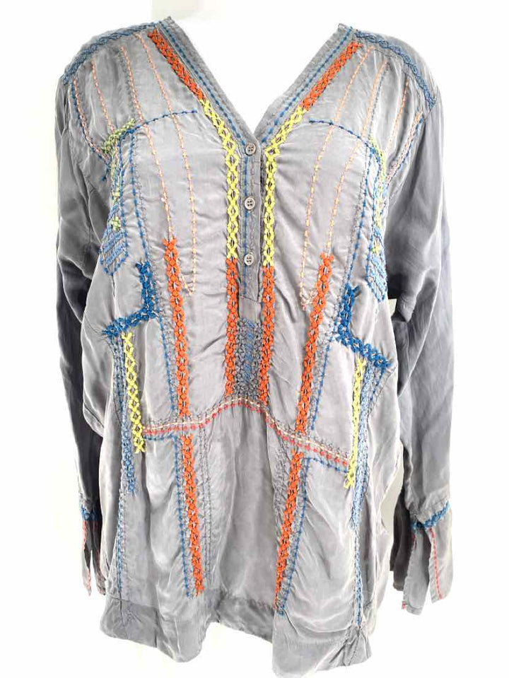 Size S Johnny Was Gray Silk Shirt