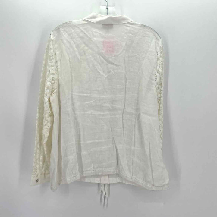 Size XL J JILL Ivory Leather Lace Shirt