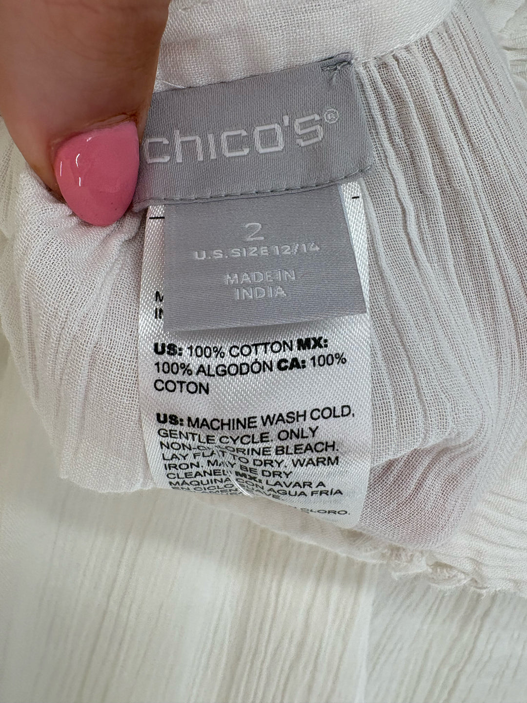 Size L Chico's White Lace Shirt