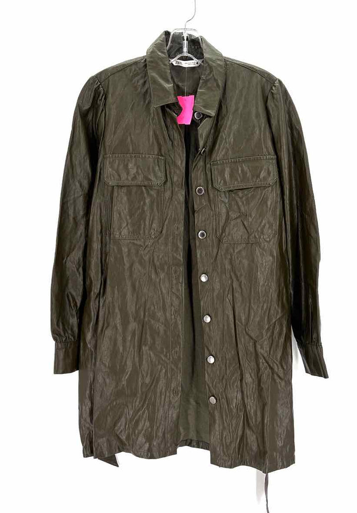Size M ZARA Brown Faux Leather Jacket