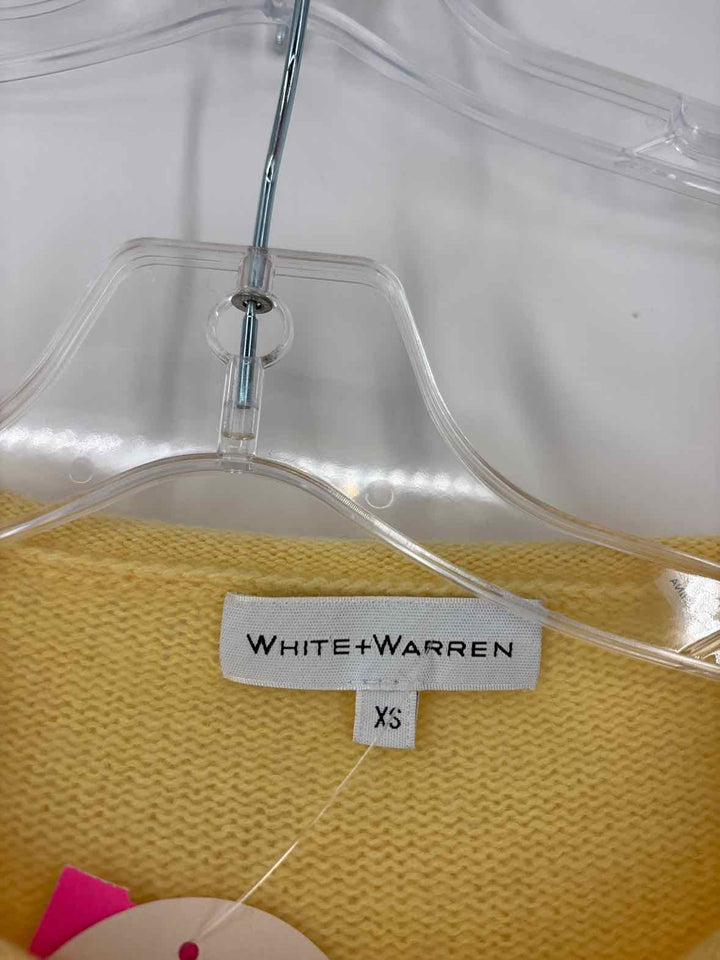 Size XS WHITE + WARREN Yellow Print Sweater