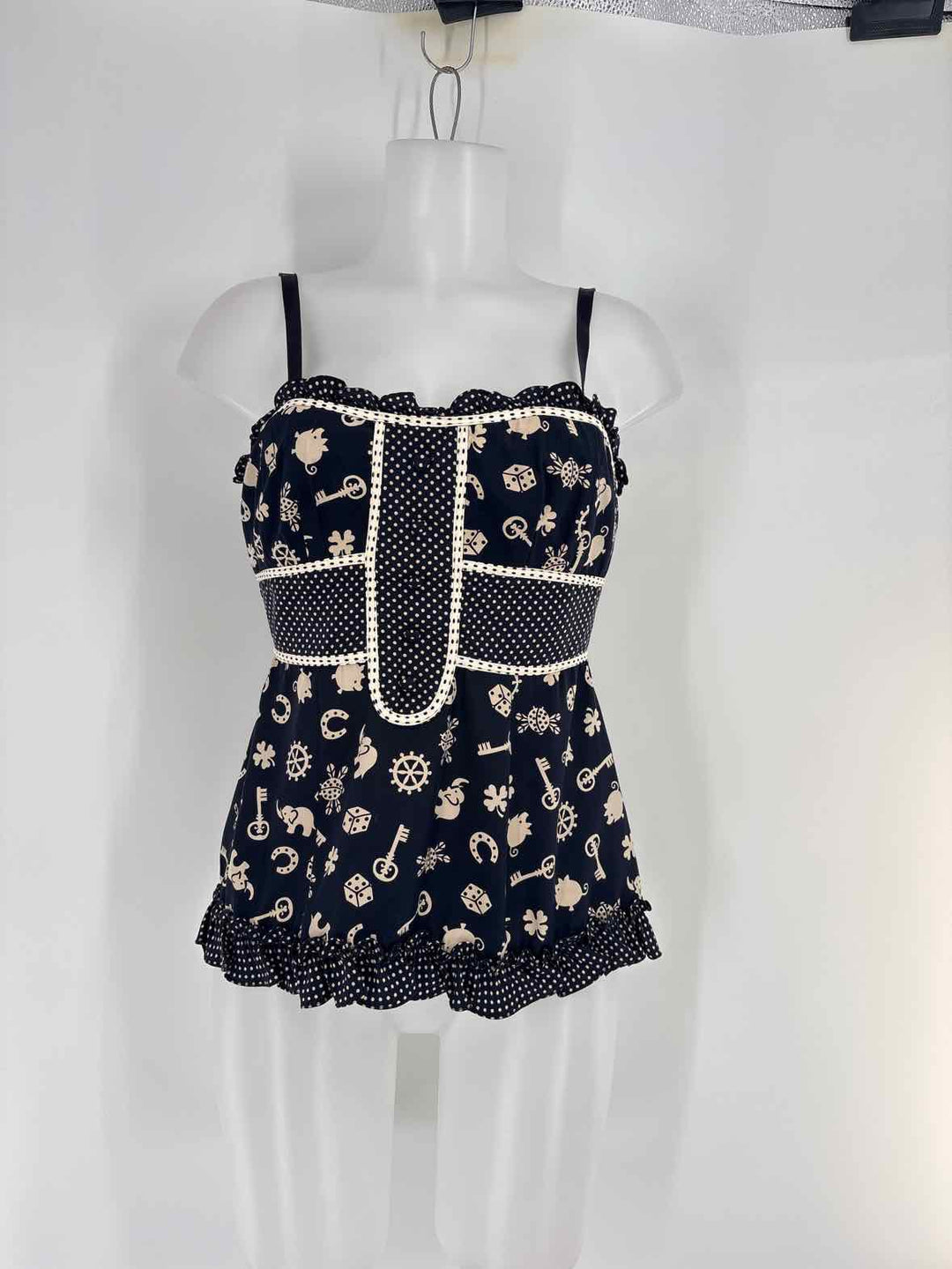 Size S NANETTE LEPORE Navy Print Shirt