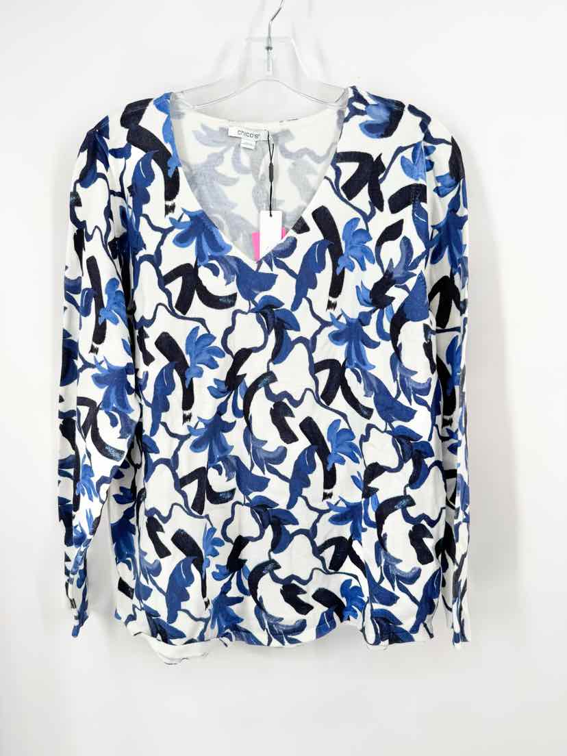 Size L Chico's Blue Print Sweater