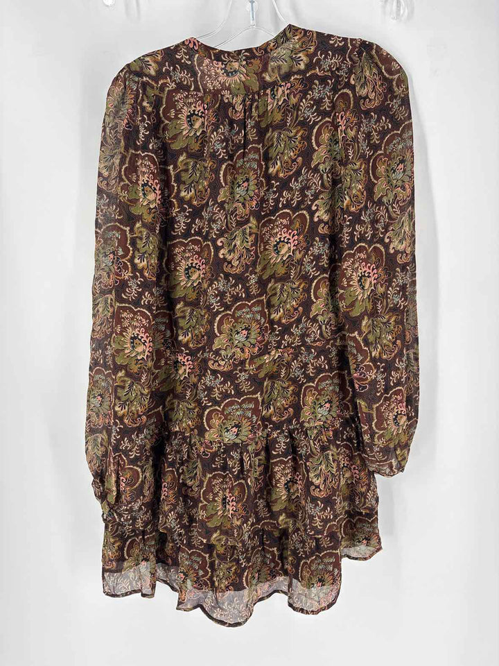 Size S PAIGE Brown Print Dress