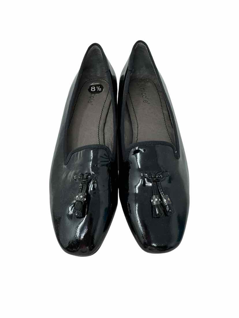 Shoe Size 8.5 NICOLE Black PATENT Flats
