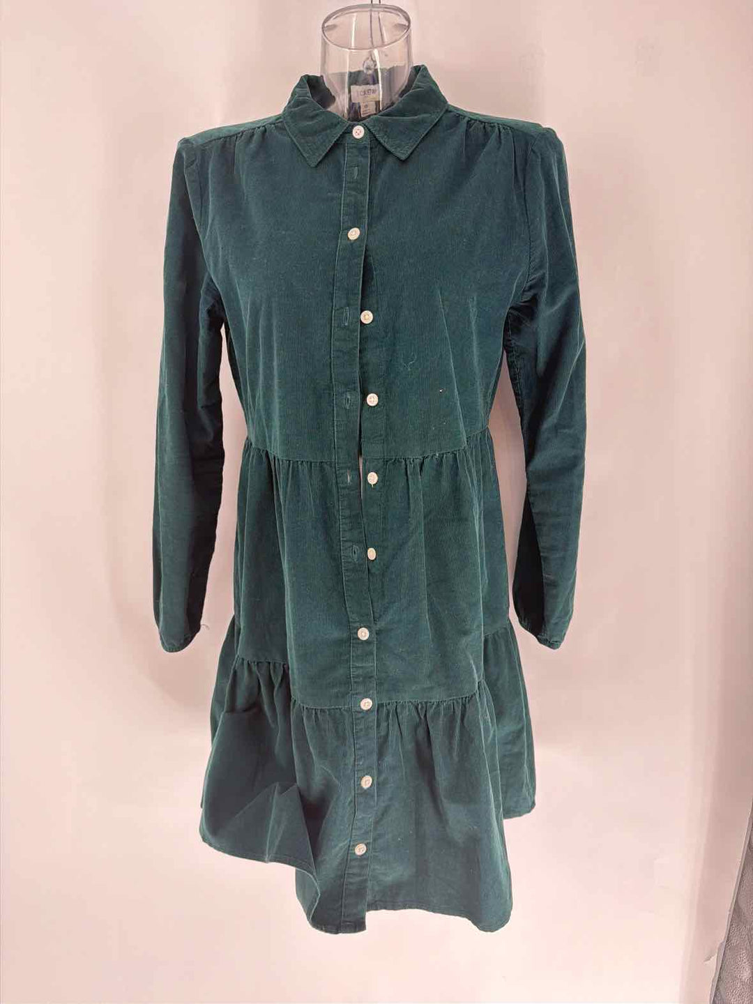 Size 6 J Crew Green Corduroy Dress