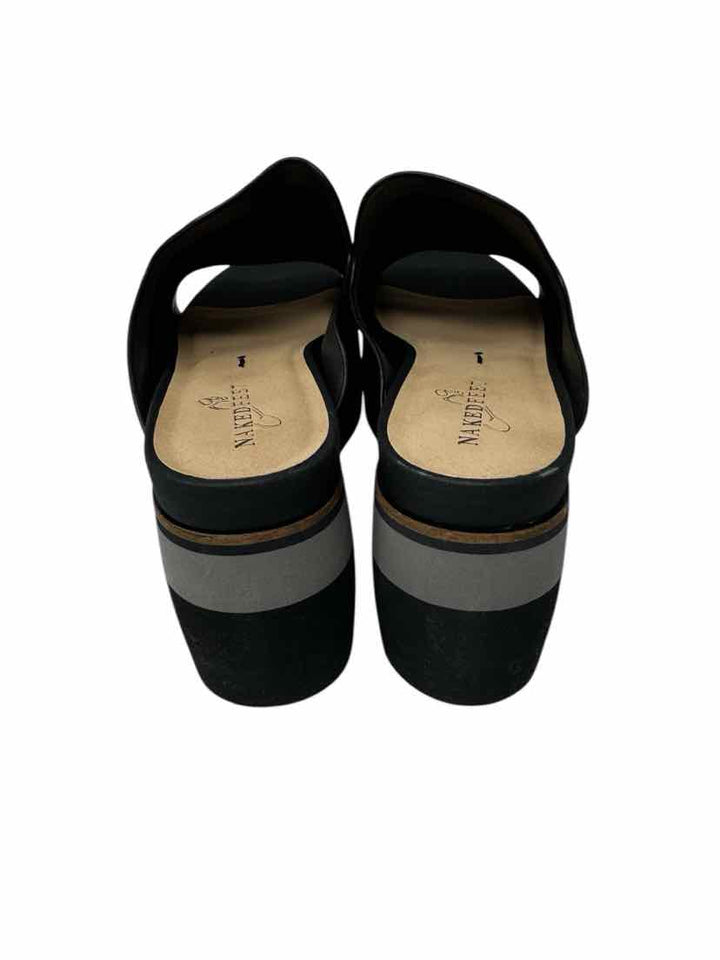 Shoe Size 9 NAKEDFEET Black Leather Sandals