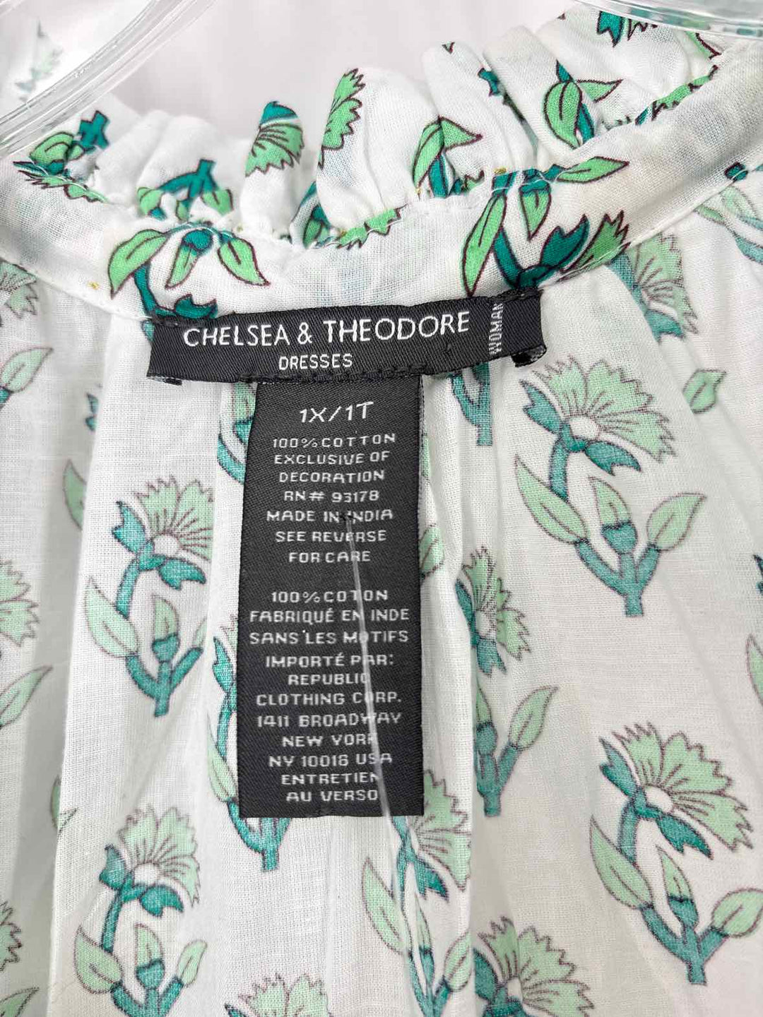 Size 1X CHELSEA & THEODORE White Print Dress
