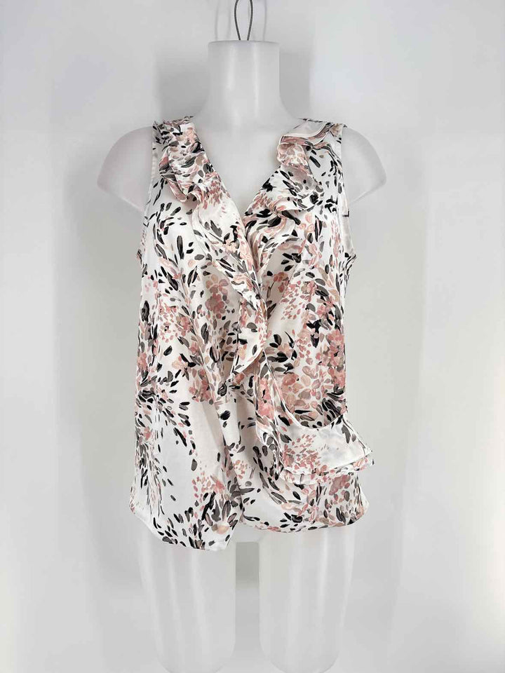 Size S White House Black Market White Print Shirt