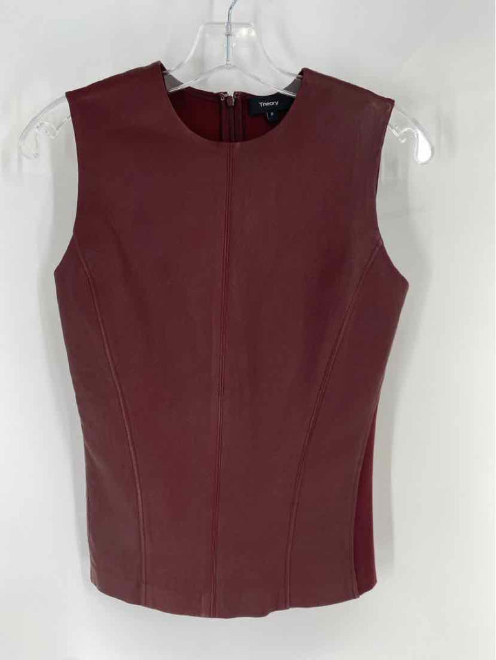 Size Petite THEORY Burgundy Leather Luxury - Shirt