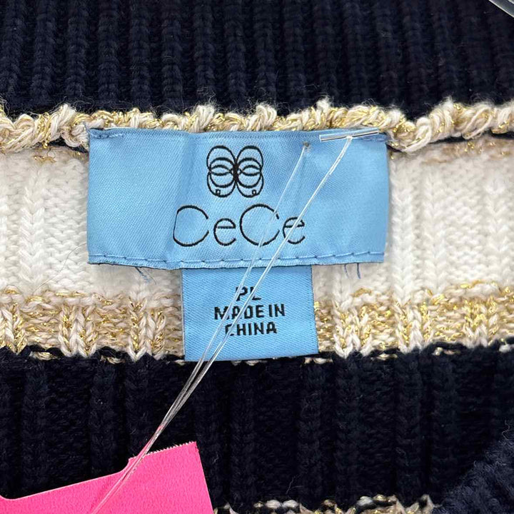 Size L CECE Multi-Color Knit Sweater