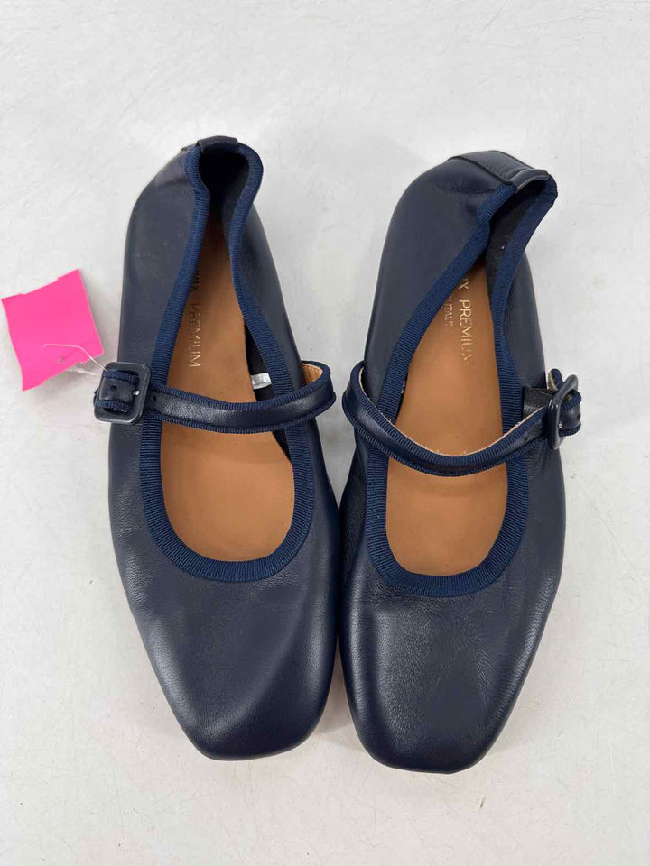 Shoe Size 38 Navy Leather Flats