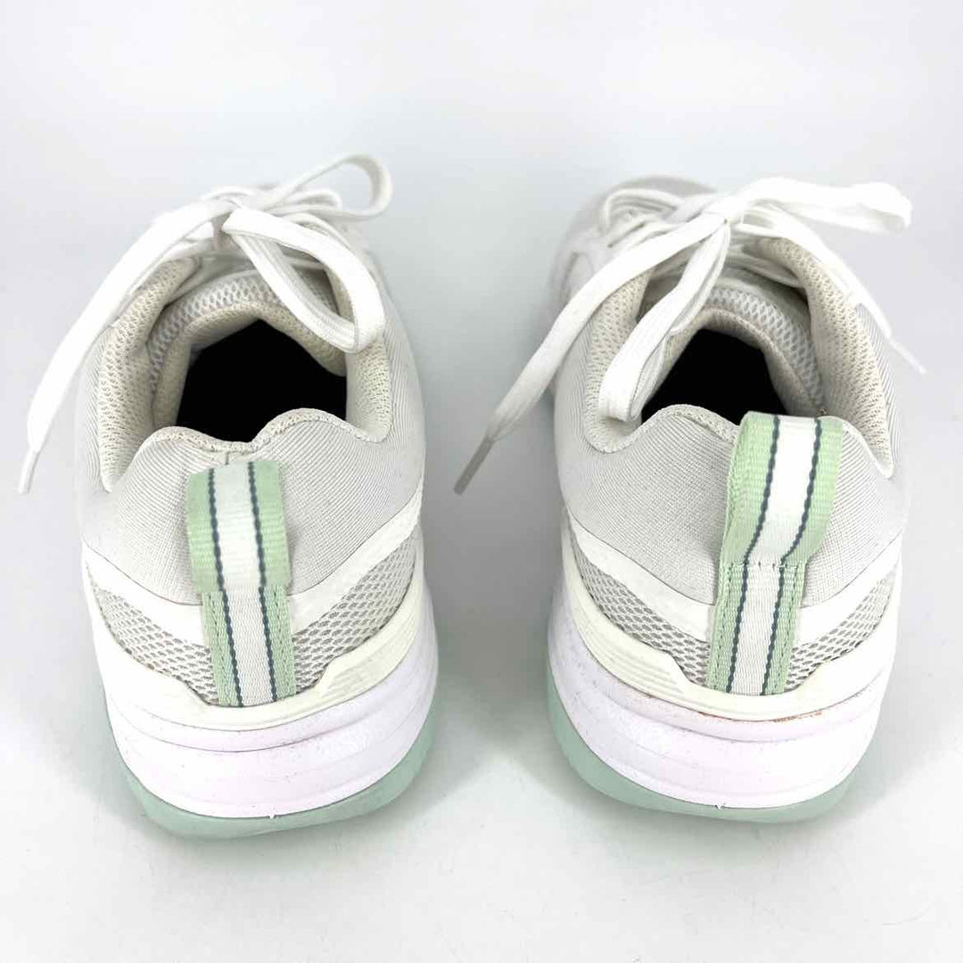 Shoe Size 8.5 White Faux Leather Mesh Sneakers