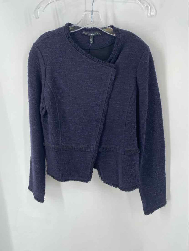Size L White House Black Market Navy Print Blazer