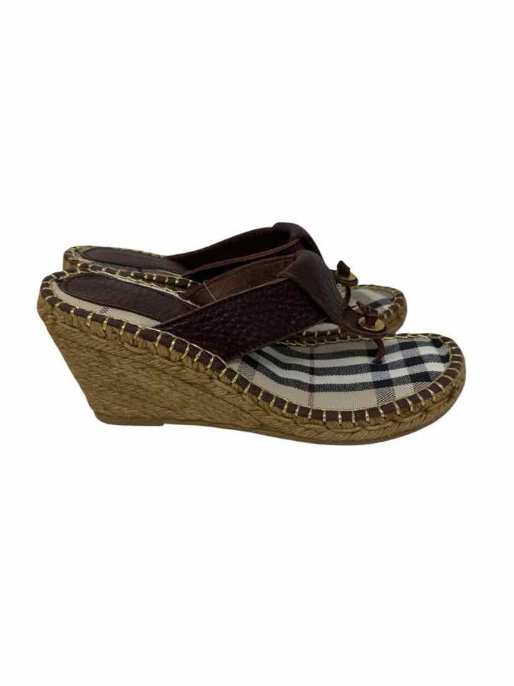 Shoe Size 37 Burberry Brown Print Sandals